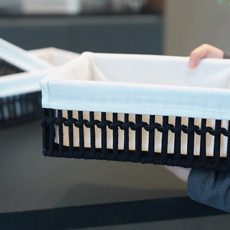 收纳筐中古桌面藤编收纳篮布艺收纳盒客厅茶几收纳筐防藤编收纳箱,淘宝优惠券,粉丝福利购,淘宝优惠卷