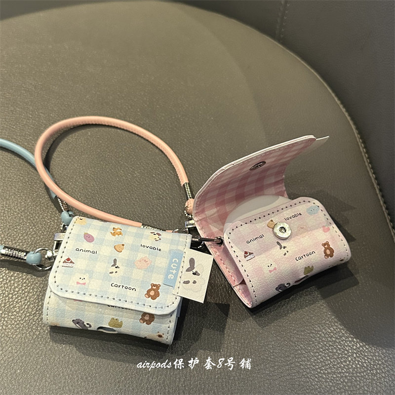 ins可爱卡通格纹小动物适用于华为freebuds5代6i蓝牙耳机壳se2保护套pro3代4代,淘宝优惠券,粉丝福利购,淘宝优惠卷