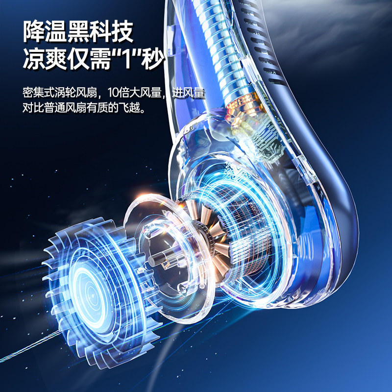 【李佳埼推荐】挂脖风扇usb便携式随身小型无叶懒人挂脖子充电静音制冷空调户外办公室降温神器超长续航电扇