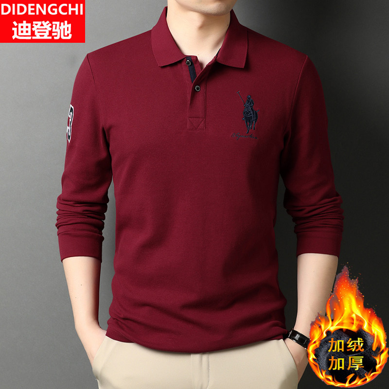 长袖男士加绒加厚运动保罗polo衫 迪登驰T恤