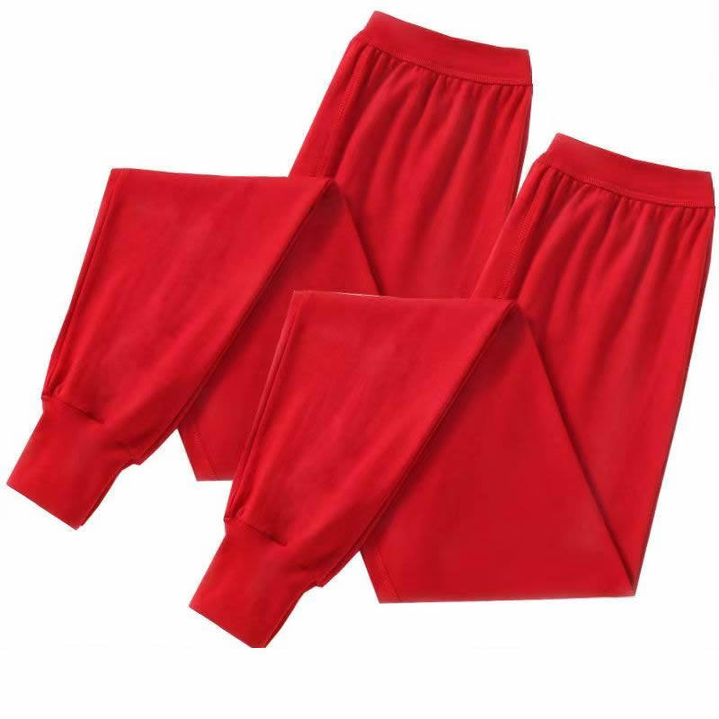 男士本命年红色秋裤单件纯棉线裤全棉毛裤中老年女高腰打底裤衬裤