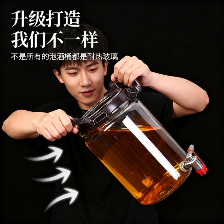 High borosilicate glass wine bottle with faucet