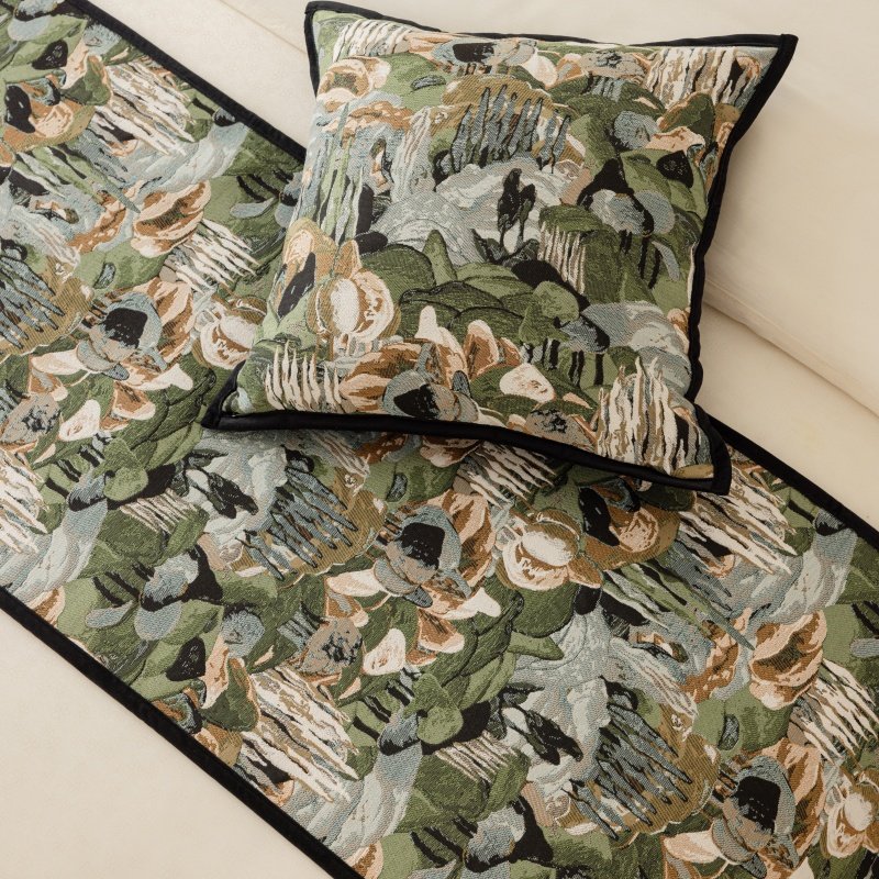 雅梵林法式中古风床尾巾复古高档轻奢民宿酒店绿色森林床旗床盖,淘宝优惠券,粉丝福利购,淘宝优惠卷