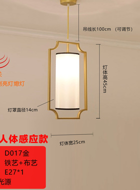 新中式感应吊灯楼梯入户门自动感应灯走廊雷达人体感应吊灯声控灯