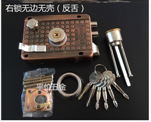 。防盗门锁古铜铁门外装纯铜老式方形家用锁具结实保险锁寝室 - 图2