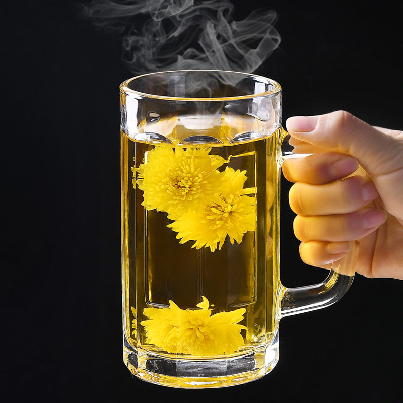 家用啤酒杯带把玻璃杯透明带手柄大容量加厚耐热茶杯扎啤杯商用,淘宝优惠券,粉丝福利购,淘宝优惠卷