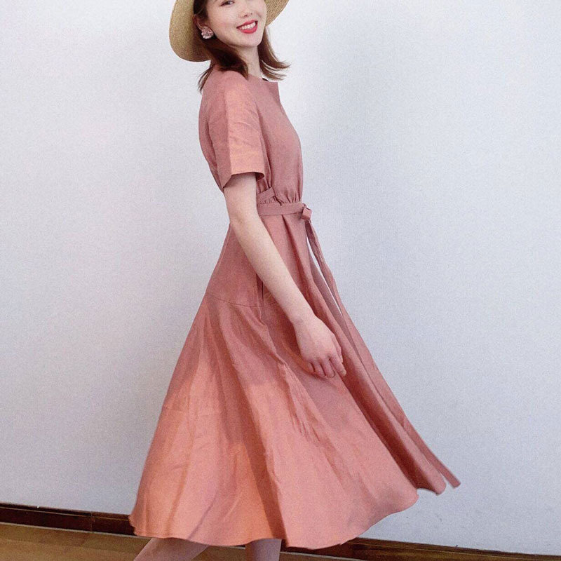 2020 v领短袖长裙 新颖阿玛施正连衣裙