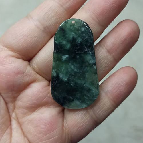 129缅甸天然翡翠山水飘花吊坠挂件毛衣链卡44X23mm左右满48元包邮 - 图2