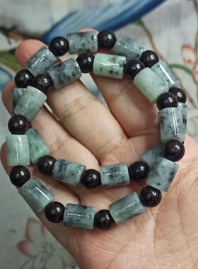 天然翡翠乌鸡飘花桶珠路路通
