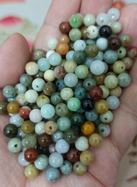 缅甸天然翡翠散珠圆珠卡5.8mm