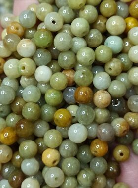 天然翡翠黄翡红翡散珠圆珠