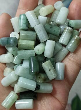 天然翡翠A货长桶珠卡13X7mm