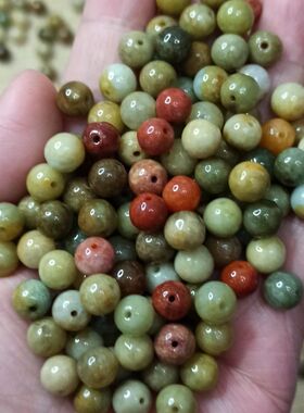 翡翠黄翡散珠圆珠卡7.5mm左右