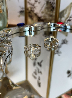 水沫玉戒指冰月葫芦s925纯银戒指新中式福禄设计感可调节纯银戒指