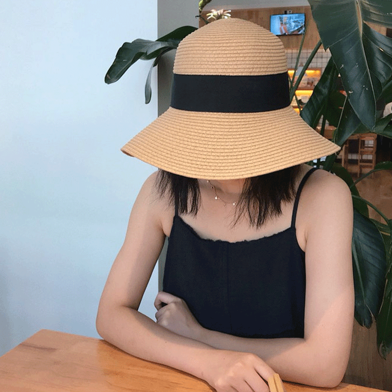 夏季防晒海边度假大沿沙滩明星草帽 欧式起义T恤