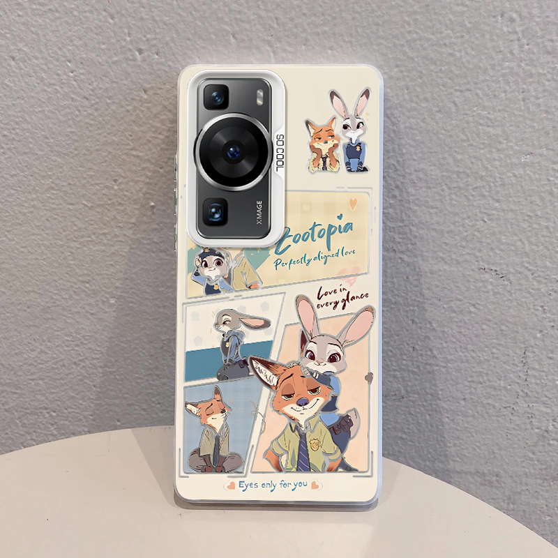 适用华为p60手机壳尼克和朱迪漫画磨砂彩银华为P60PRO高级感创意简约P60硅胶防摔新款保护套 - 图2