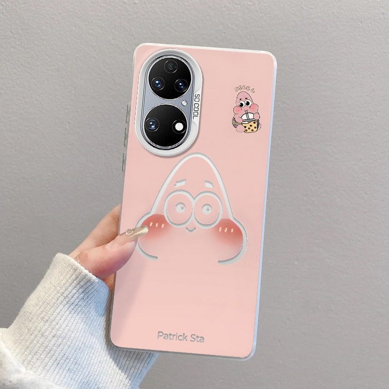 适用华为p50手机壳大脸派大星磨砂彩银华为P50PRO高级感创意简约P50e硅胶防摔新款保护套 - 图0