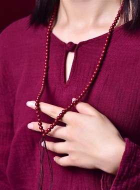 朱砂8颗珠链吊坠绳6毫米紫金砂项链手工绳帝王砂珠链吊坠低含量