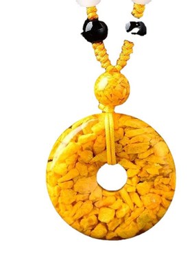 天然原矿雄黄朱砂吊坠女平安扣本命年貔貅佛公项坠龙柱把件晶体砂