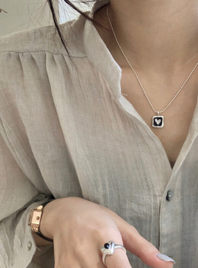 纯银项链女爱心吊坠锁骨链