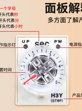 时间继电器H3Y-2/4通电延时可调小型继电器AC220VDC24V12V带座8脚