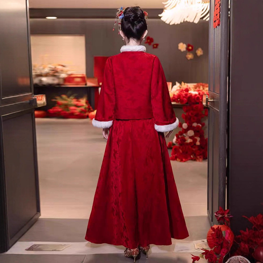 Bridal gown red suit wedding dress敬酒服新娘红色套装结婚礼服,淘宝优惠券,粉丝福利购,淘宝优惠卷