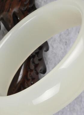 新疆和田玉白玉手镯 和田白玉且末料玉镯 女神款镯子