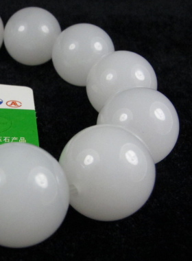 【欣玉阁】和田玉手链 白玉手链 圆珠手链 （料细油润）男款18mm