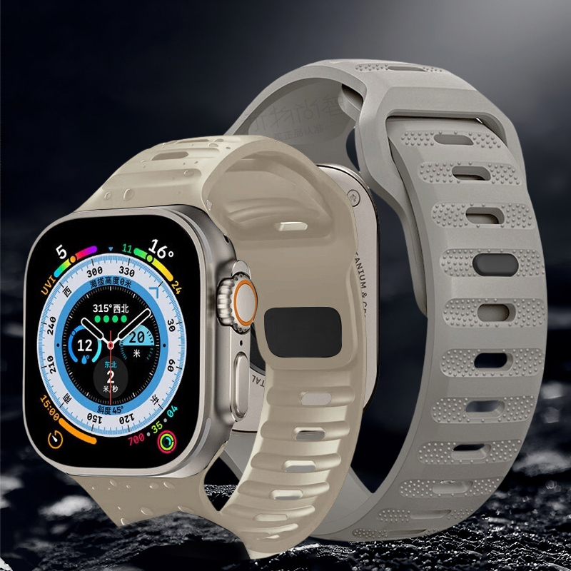 适用苹果iwatch表带Apple Watch Ultra/2橙色运动S8/7/6/5氟橡胶s9硅胶创意38/40/41/42/44/45/49mm男女高级 - 图1