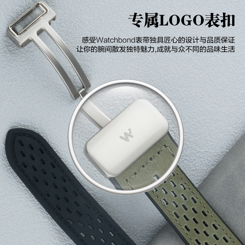 适用小米Watch S3手表新款磁吸扣透气疯马纹真皮表带S2运动S1pro智能color2华米Amazfit GTS4/3腕带GTR4男女 - 图2