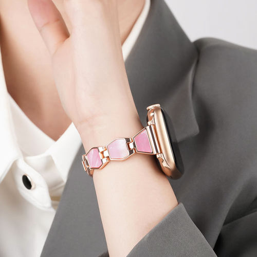 适用苹果iwatch S11手表带apple watch S10/9代菱形贝壳S8腕表带ultra2/3运动S7智能6小众5创意4金属3女生2 - 图1