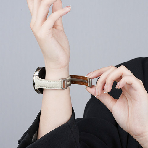 适用三星Galaxy watch 7/FE手表小蛮腰磁吸扣真皮表带watch6classic运动watch5pro智能4classic女生春夏透气 - 图0