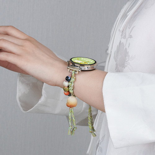 适用华为GT5手表带watchgt5pro国风watch5新中式真菩提小青柠表带2pro女生夏天表链4pro五彩流苏手链透气编织 - 图3