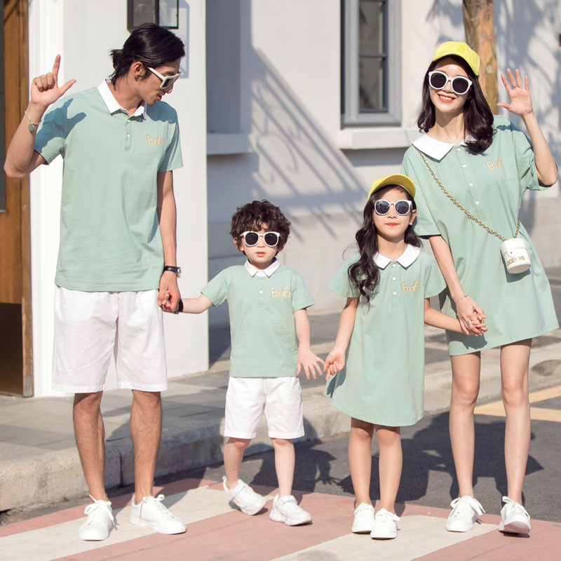 衫夏季连衣裙 亲子装一家五口三口夏装时尚洋气母女装 不一样 polo 衫夏季连衣裙 亲子装一家五口三口夏装时尚洋气母女装 不一样 polo