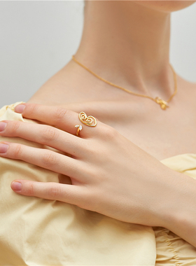 luluchang面包系列女开口戒指