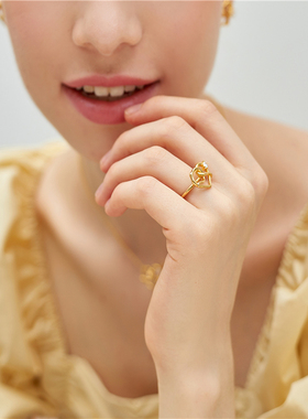 开口戒指925银可调节小众