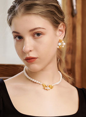 lulu chang设计师新款 狂野蝴蝶结系列摩登珍珠项链SN161