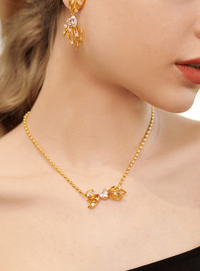 lulu chang设计师新款 狂野蝴蝶结系列金色项链SN160