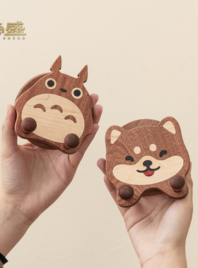 榜盛实木龙猫可爱手机支架摆件
