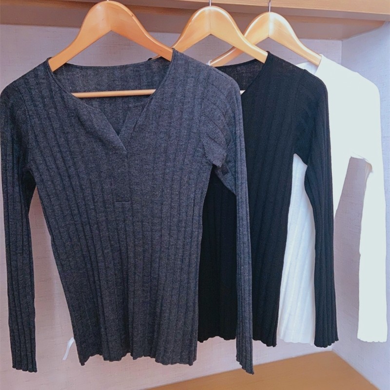 霏融春秋羊毛性感低v领套头针织衫 霏融毛针织衫