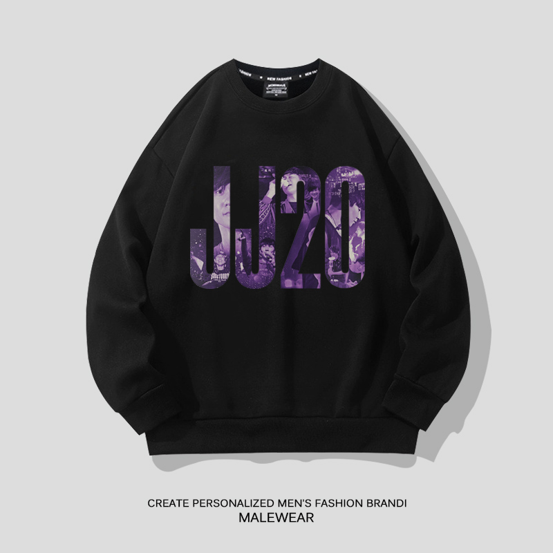 加绒连帽卫衣男士加厚林俊杰JJ20世界巡回演唱会周边冬季新款外套 - 图2