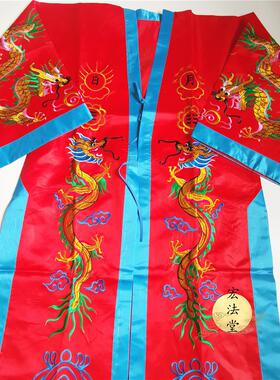 新款道用品红色龙袍法衣道服装八卦双龙道袍高功法衣朝衣香衣道服