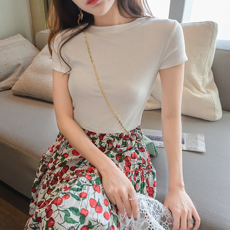 温格雅棉麻印花显瘦高腰樱桃半身裙 温格雅半身裙