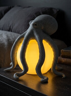 跨境新款Octopus Ocean Table Lamp 3D打印章鱼海洋装饰桌灯摆件