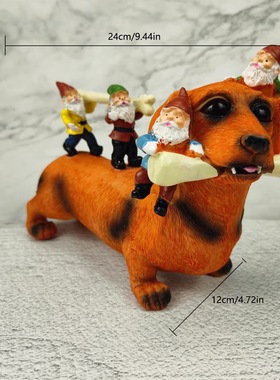 新款跨境花园摆件园艺装饰腊肠狗狗吃骨头创意庭院装饰树脂工艺品