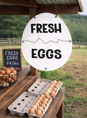 跨境新款 Fresh Eggs Stall Sign 有趣的新鲜鸡蛋摊位牌家居挂饰