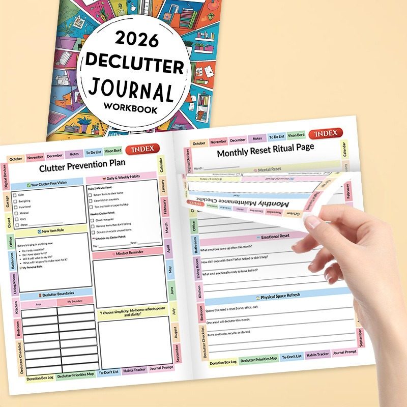 跨境新品2026 Declutter Journal家庭整理工作手册家务日程规划本,淘宝优惠券,粉丝福利购,淘宝优惠卷