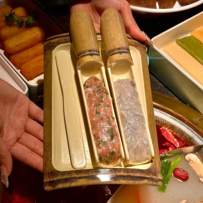 极速密胺仿竹筒不发霉商用火锅虾滑套装J餐具创意三色虾滑鱼滑制,淘宝优惠券,粉丝福利购,淘宝优惠卷