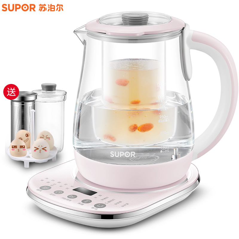 苏泊尔厨房电器旗舰店苏泊尔养生壶家用多功能全自动加厚玻璃燕窝煮茶器小型养身0