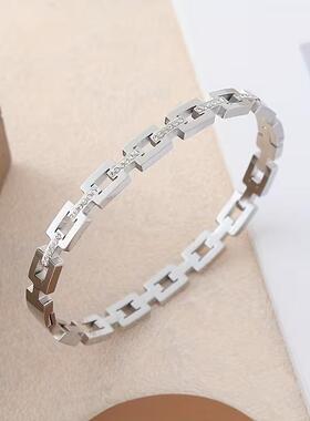 跨境热销超闪镂空几何方形带钻女士手镯真空电镀百搭不掉色手环